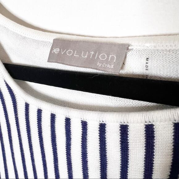 NWT Evolution by Cyrus Sleeveless Medieval/White Stripe Top SZ L - Picture 7 of 8